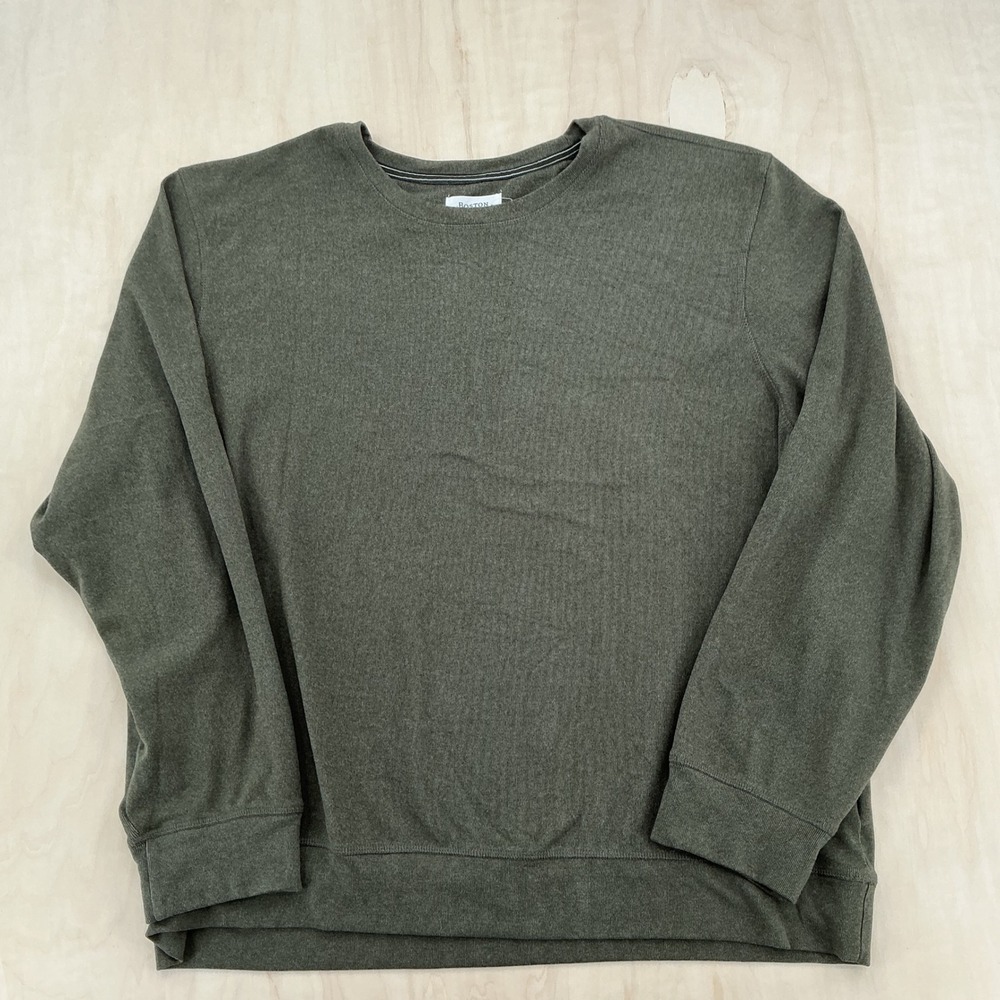 Boston Traders Sweatshirt Mens XXL Army Green Ribbed Stretch Pullover Gorpcore